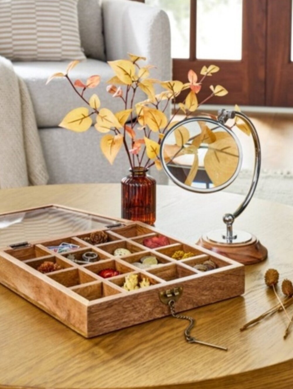 New Hearth & Hand With Magnolia Magnifying Glass With Chrome And Wooden Base - Picture 7 of 7